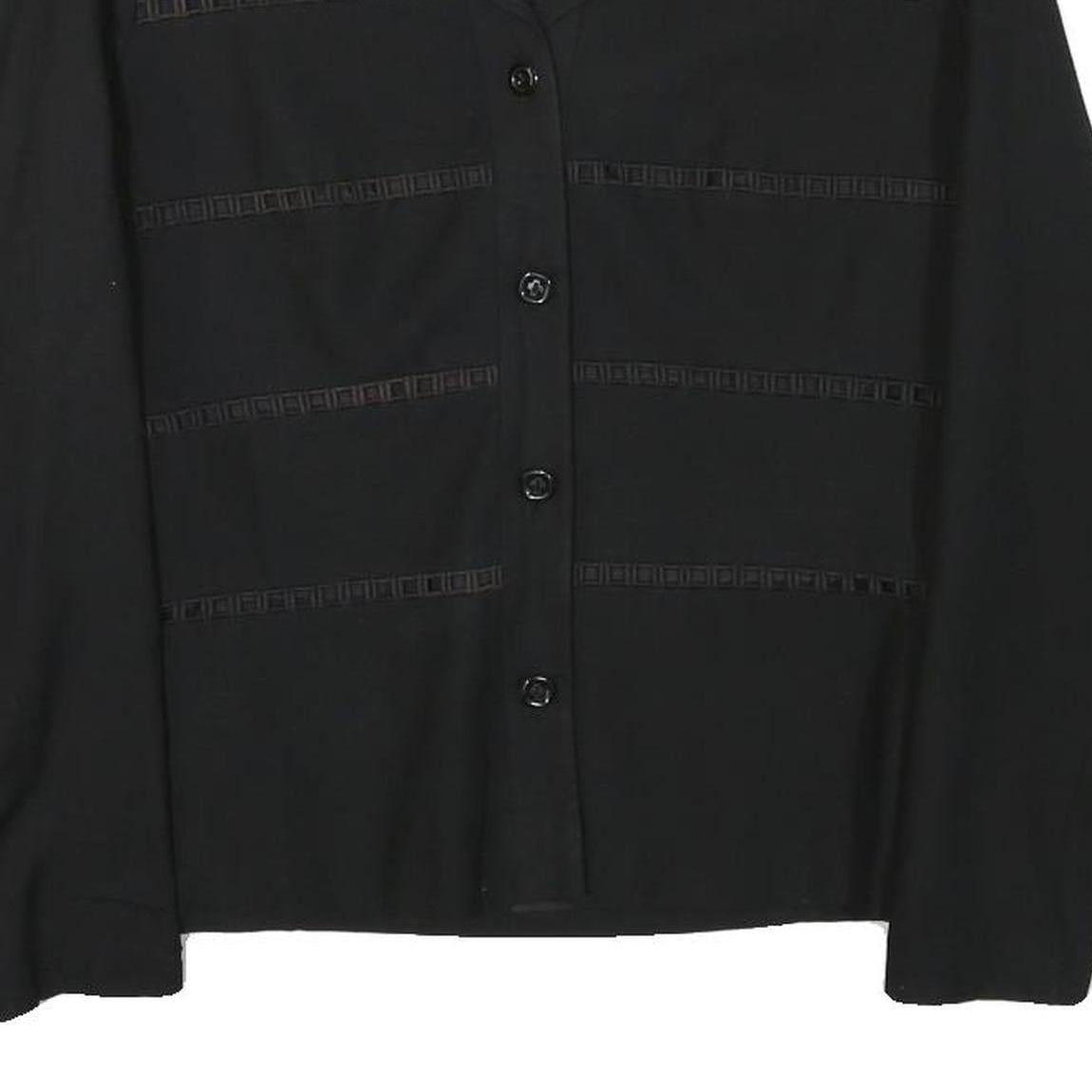 Womens Black Button Cotton Blend Jacket XS Plain Classic Fit Button Closure