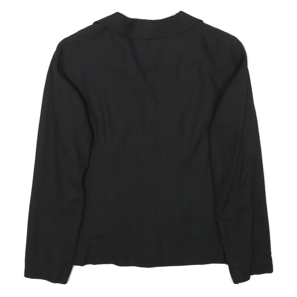 Womens Black Button Cotton Blend Jacket XS Plain Classic Fit Button Closure