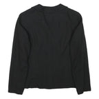 Womens Black Button Cotton Blend Jacket XS Plain Classic Fit Button Closure