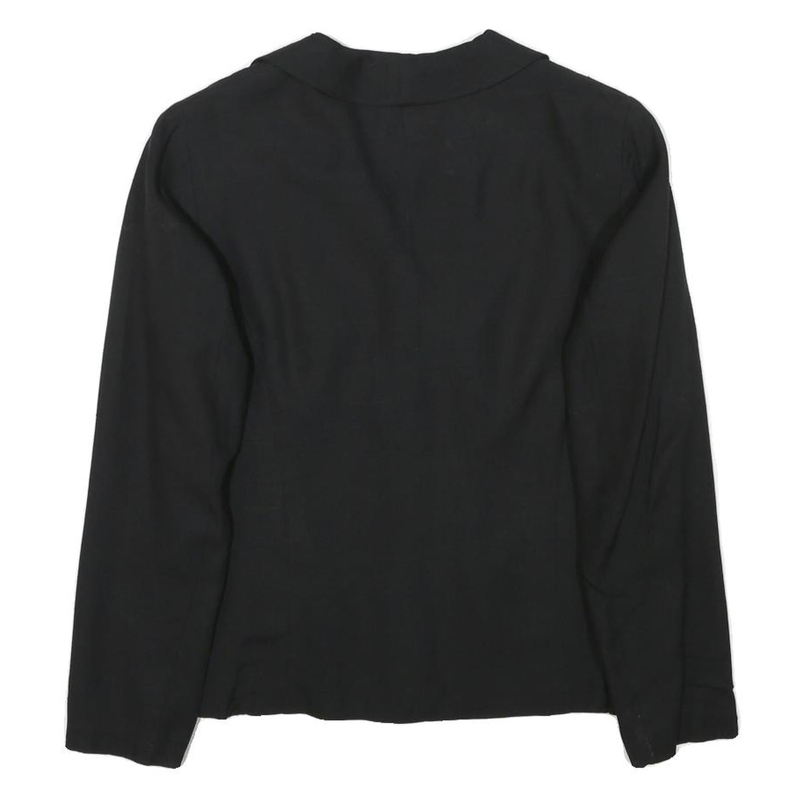 Womens Black Button Cotton Blend Jacket XS Plain Classic Fit Button Closure