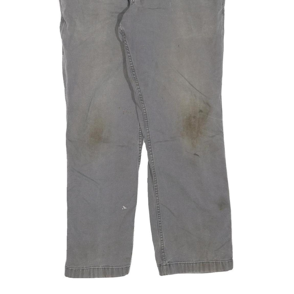 CARHARTT Mens Cotton Blend Grey Regular Straight Trousers W36 L30 Workwear Zip