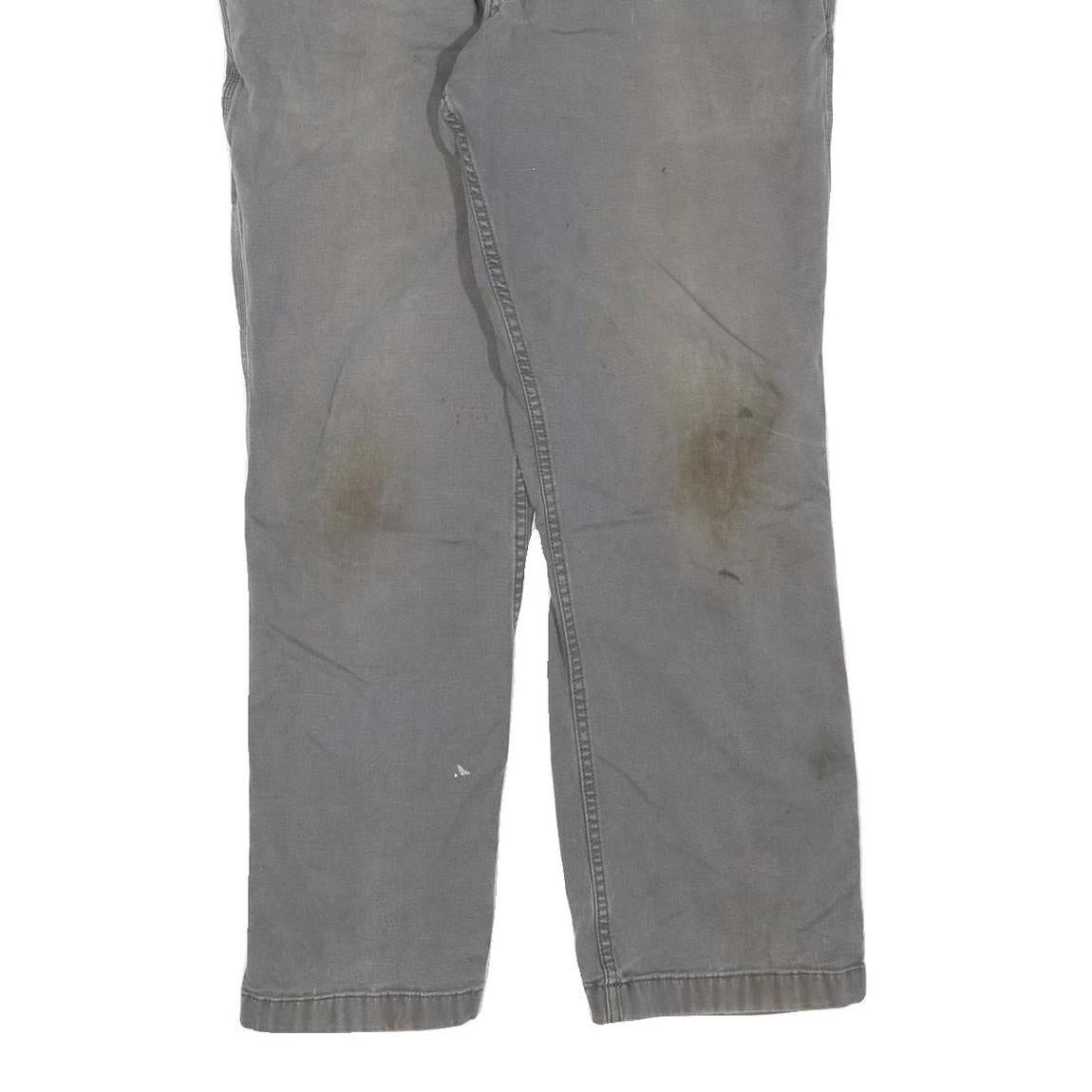 CARHARTT Mens Cotton Blend Grey Regular Straight Trousers W36 L30 Workwear Zip