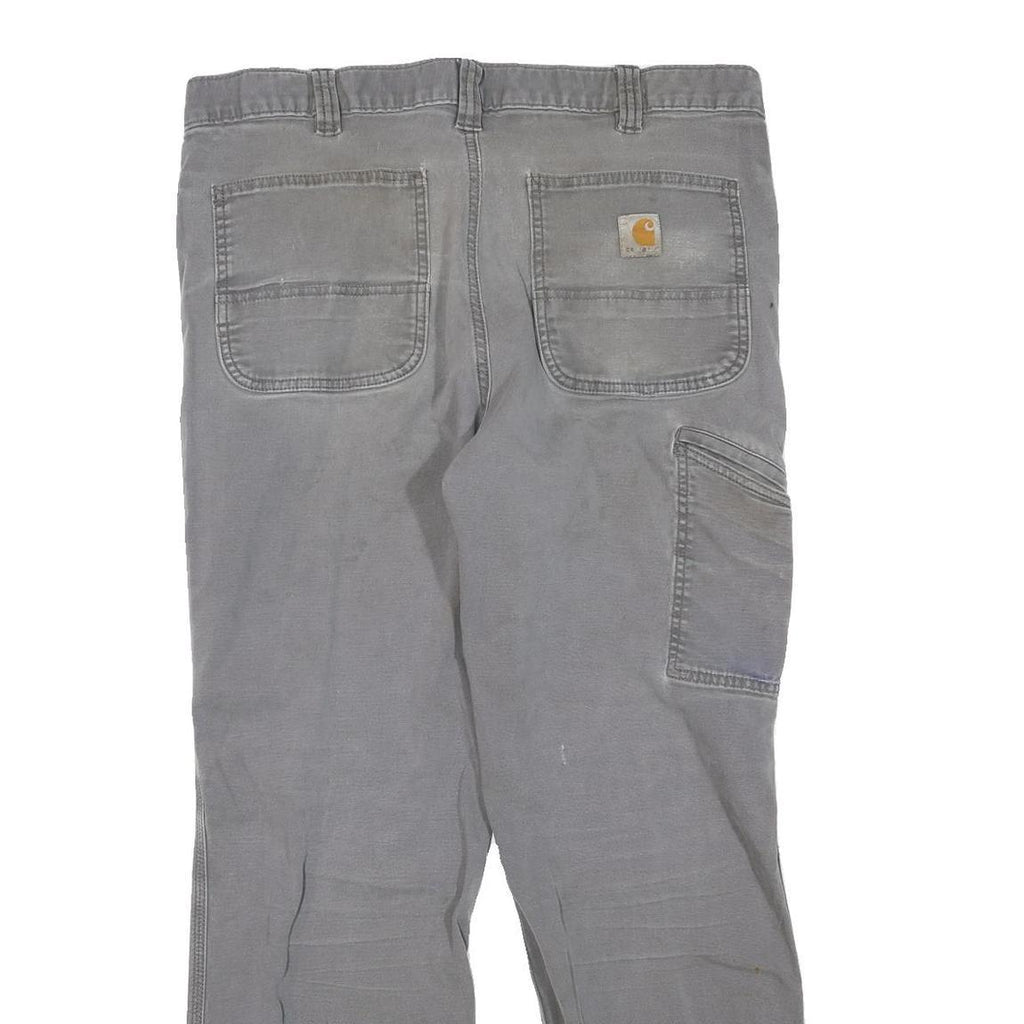 CARHARTT Mens Cotton Blend Grey Regular Straight Trousers W36 L30 Workwear Zip