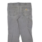 CARHARTT Mens Cotton Blend Grey Regular Straight Trousers W36 L30 Workwear Zip