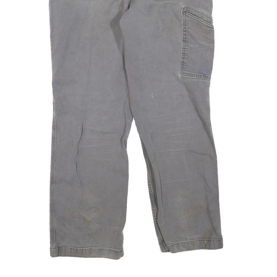 CARHARTT Mens Cotton Blend Grey Regular Straight Trousers W36 L30 Workwear Zip