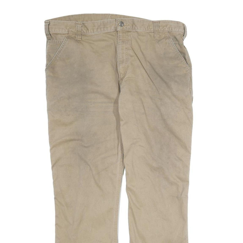CARHARTT Mens Cotton Beige Workwear Regular Straight Trousers W40 L32 Durable