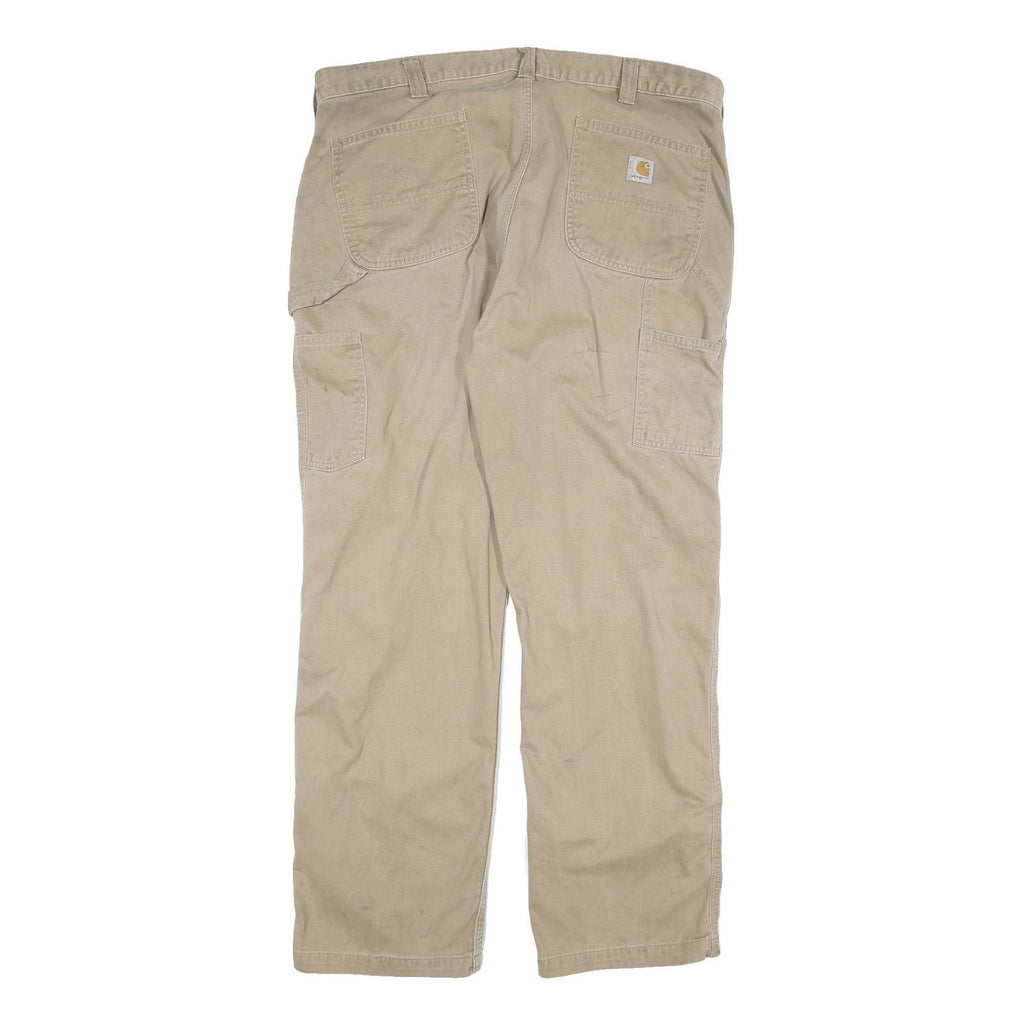 CARHARTT Mens Cotton Beige Workwear Regular Straight Trousers W40 L32 Durable