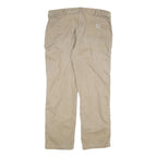 CARHARTT Mens Cotton Beige Workwear Regular Straight Trousers W40 L32 Durable