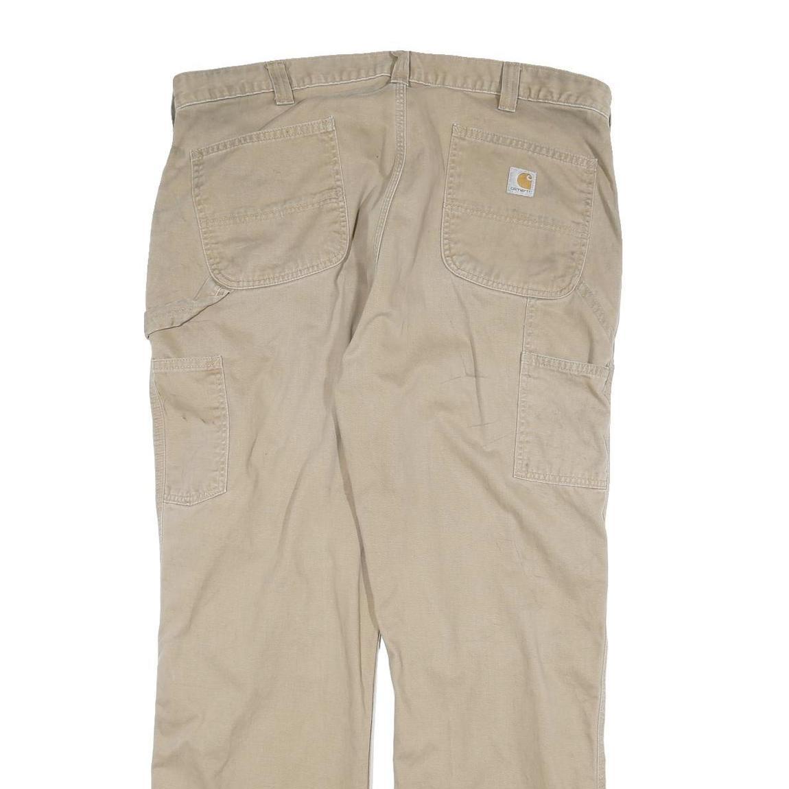 CARHARTT Mens Cotton Beige Workwear Regular Straight Trousers W40 L32 Durable
