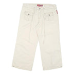 HOTKISS Womens Shorts Cream Casual Cargo L W36 Button Cotton Blend Wide Leg