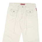 HOTKISS Womens Shorts Cream Casual Cargo L W36 Button Cotton Blend Wide Leg