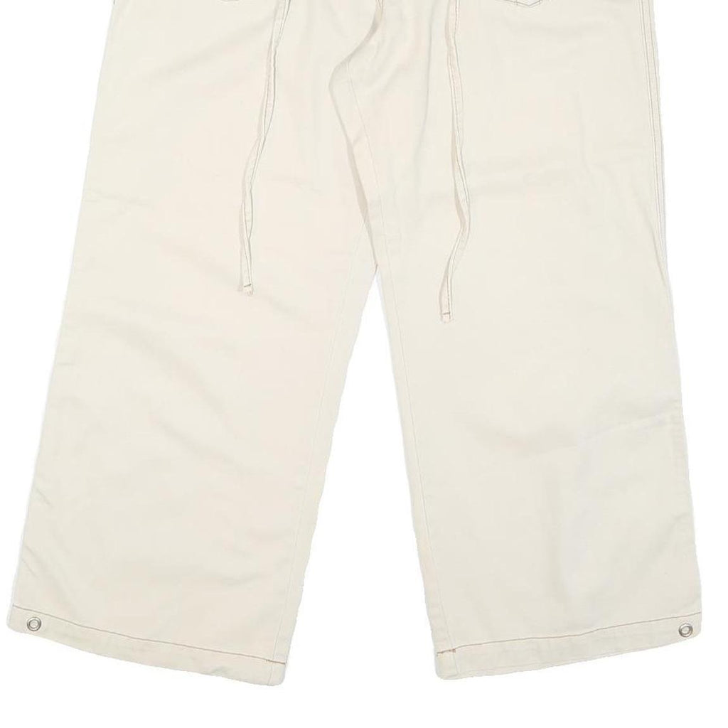 HOTKISS Womens Shorts Cream Casual Cargo L W36 Button Cotton Blend Wide Leg