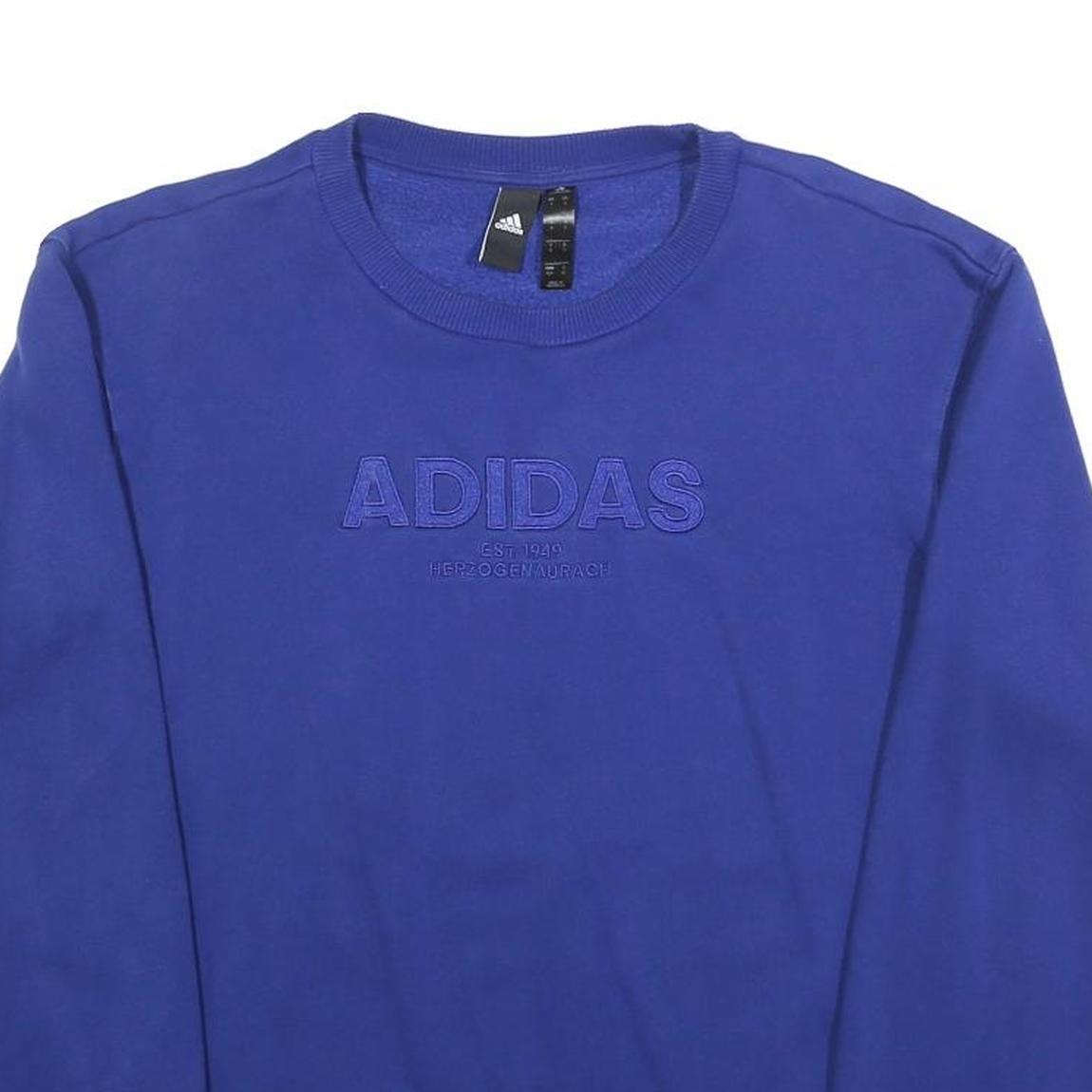 ADIDAS Mens Blue Sweatshirt Crew Neck S Cotton Blend Pullover Casual