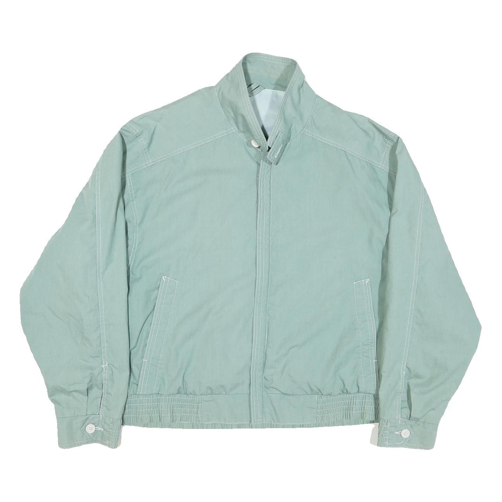 SIERRA Mens Green Cotton Blend Zip Jacket L Casual Lightweight Classic Fit