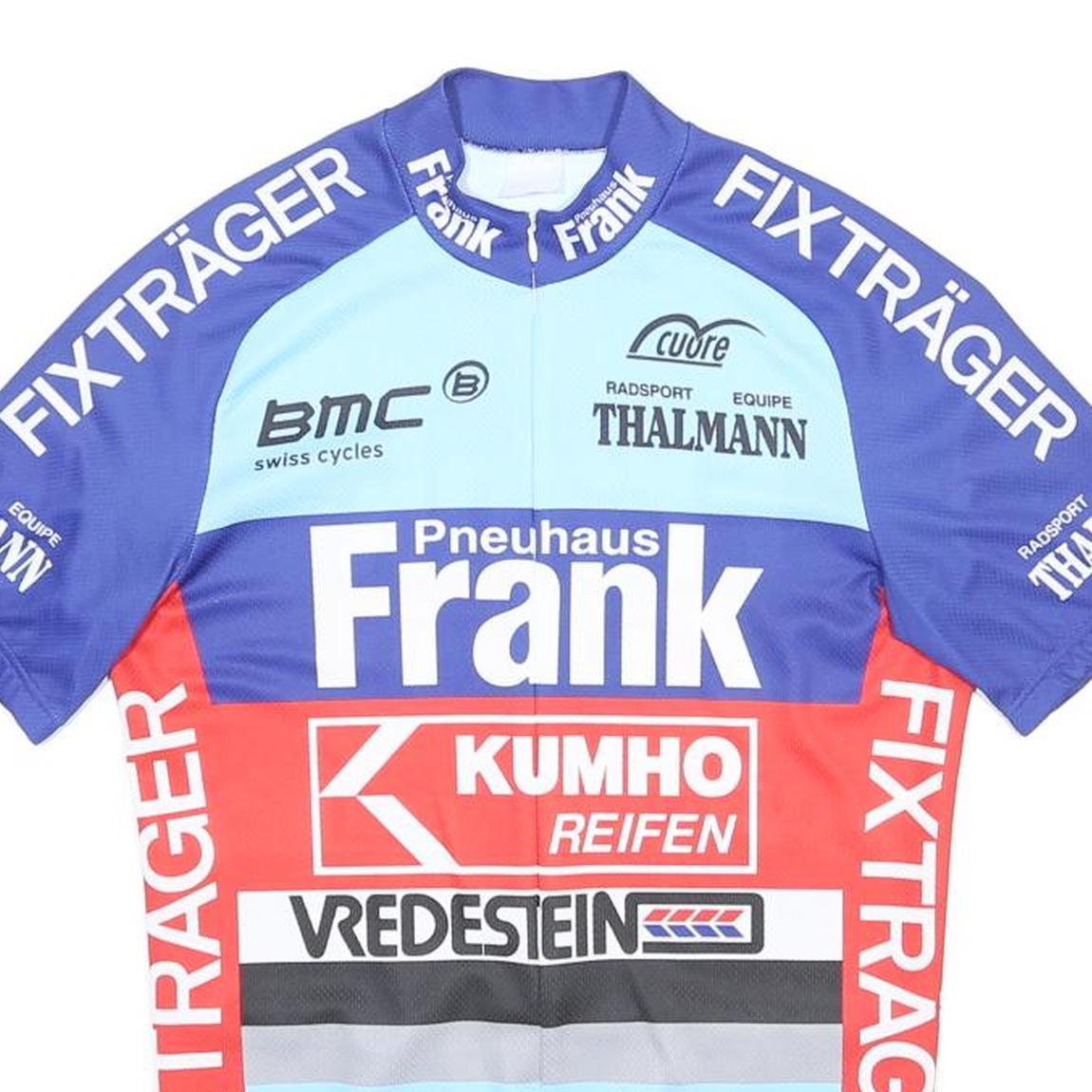 Mens Blue & Red Cycling Style T-Shirt M Short Sleeve Crew Neck Race Jersey