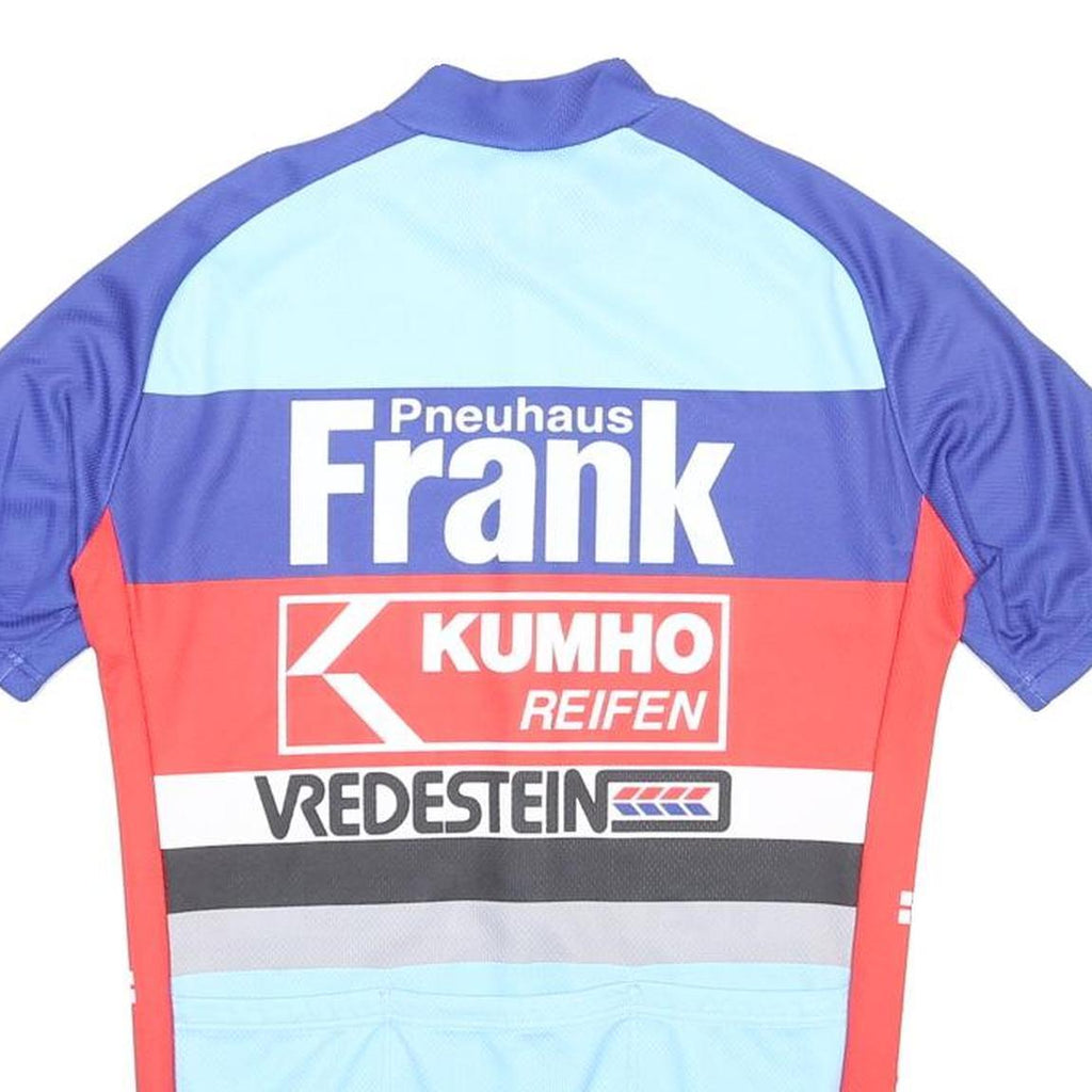 Mens Blue & Red Cycling Style T-Shirt M Short Sleeve Crew Neck Race Jersey