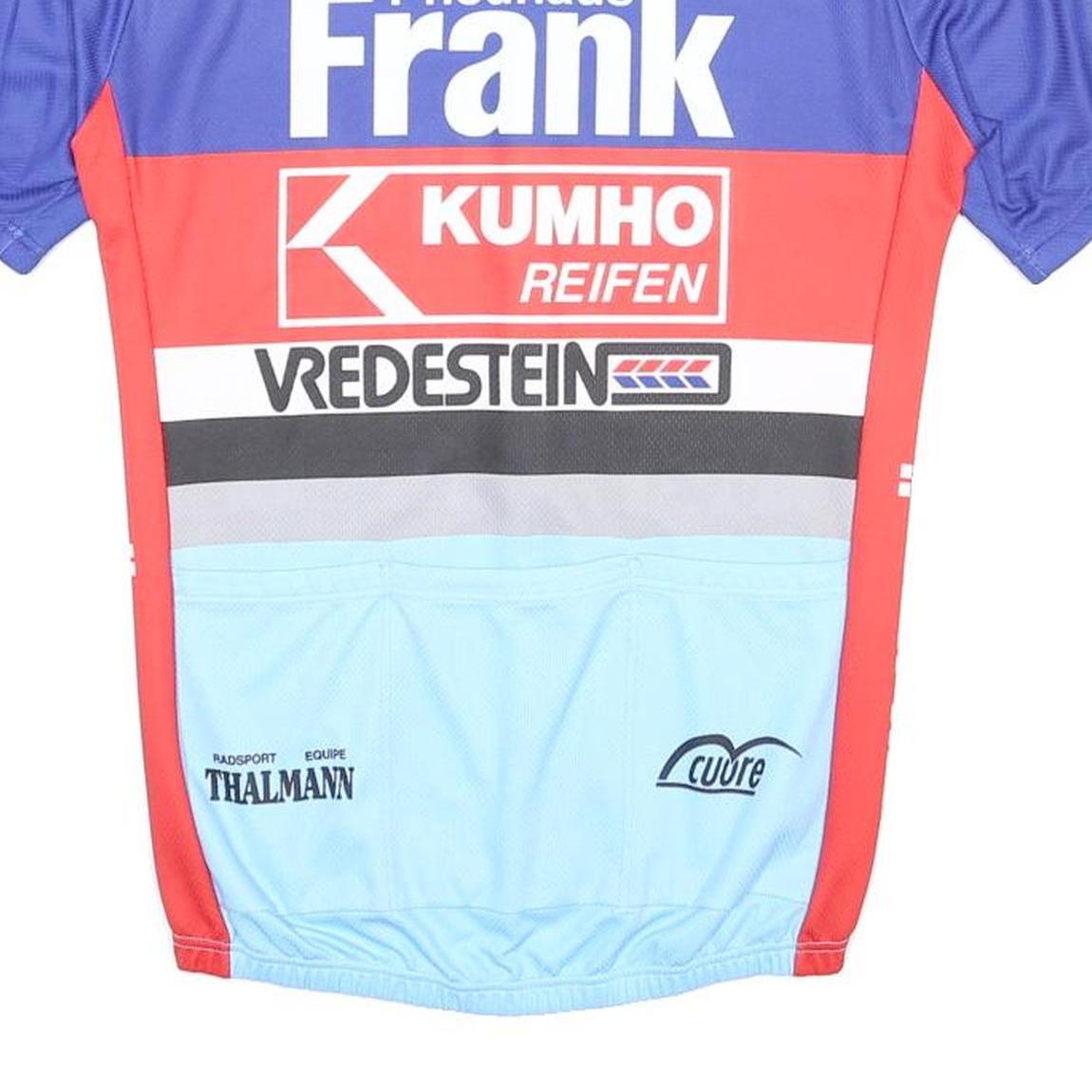 Mens Blue & Red Cycling Style T-Shirt M Short Sleeve Crew Neck Race Jersey