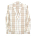 QUEISSER Womens Beige & White Checked Linen Blend Button Jacket S Classic Fit
