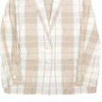 QUEISSER Womens Beige & White Checked Linen Blend Button Jacket S Classic Fit