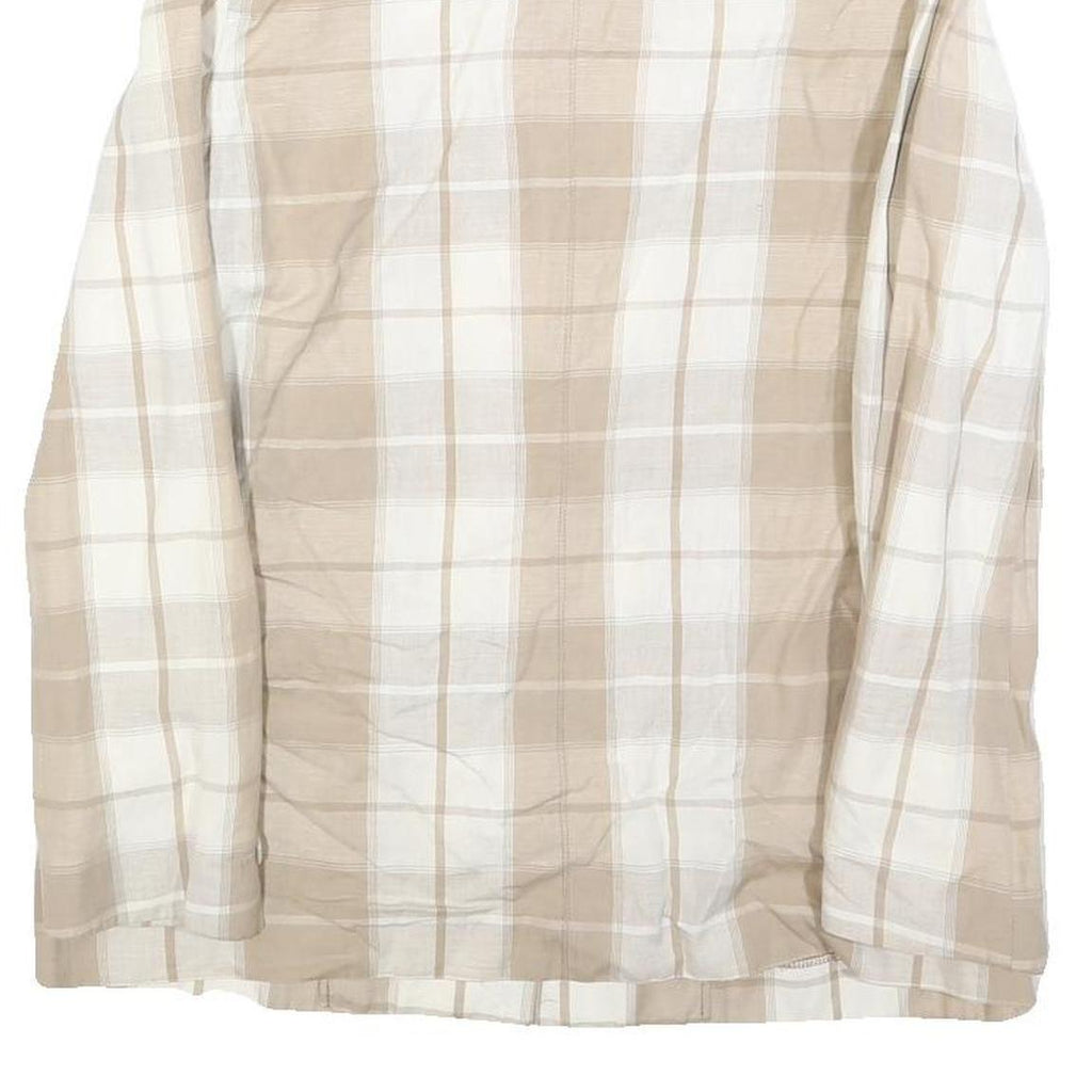 QUEISSER Womens Beige & White Checked Linen Blend Button Jacket S Classic Fit