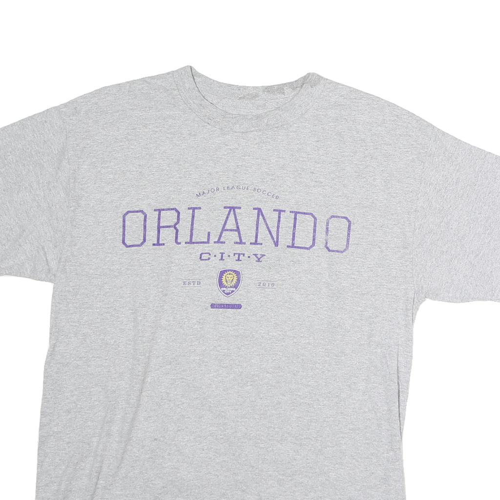 MLS Mens Grey Orlando City Graphic T-Shirt M Short Sleeve Crew Neck casual