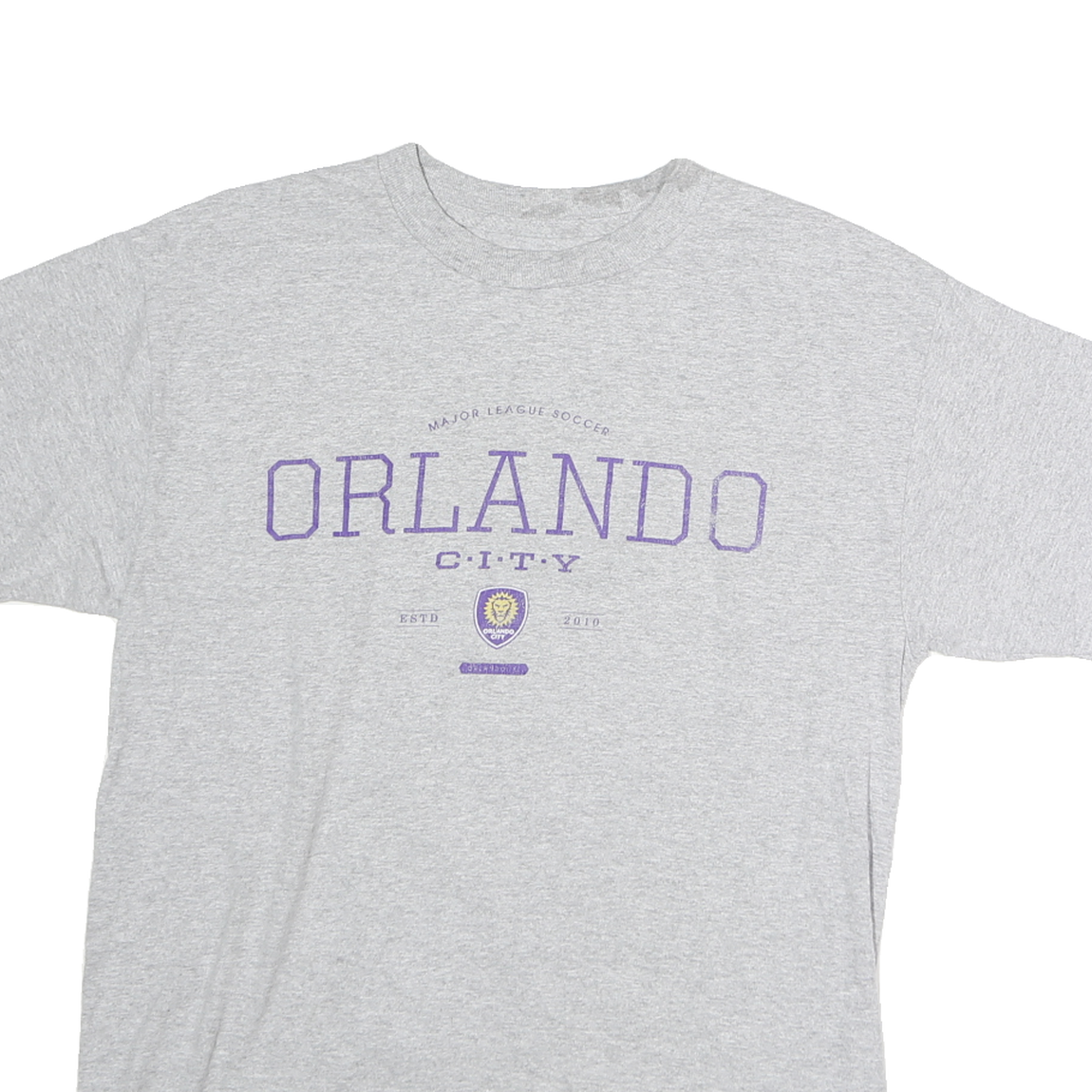MLS Mens Grey Orlando City Graphic T-Shirt M Short Sleeve Crew Neck casual