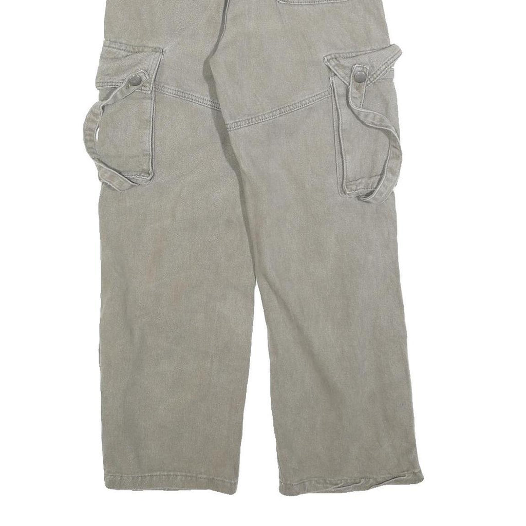 Womens Relaxed Cargo Cotton Blend Grey Trousers W26 L28 Casual Utility Zip