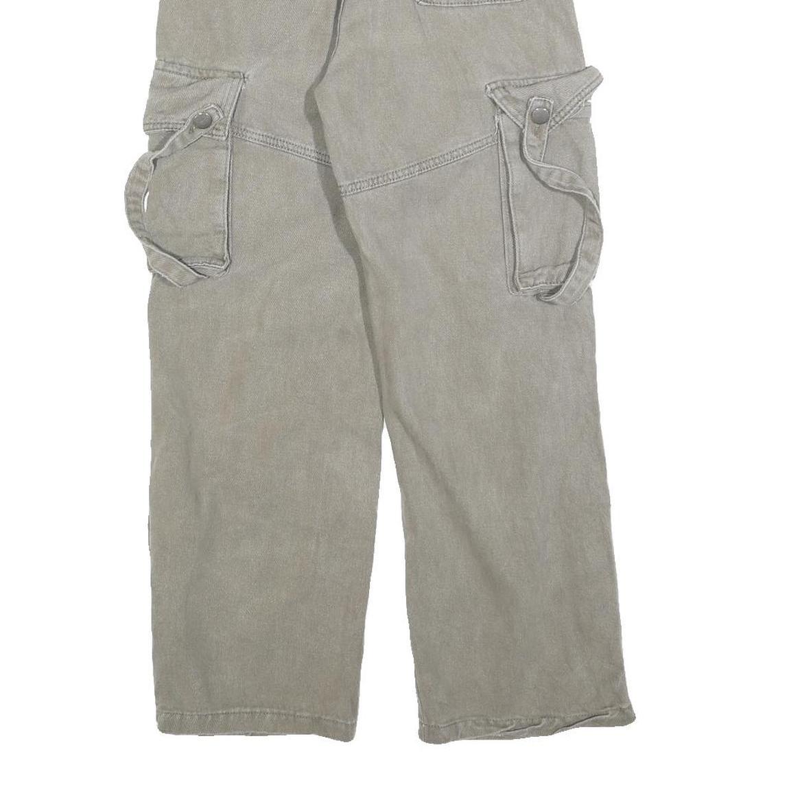 Womens Relaxed Cargo Cotton Blend Grey Trousers W26 L28 Casual Utility Zip