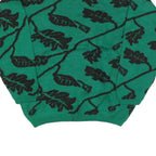 MV Womens Green Black Leaf Pattern Plain Crew Neck Chunky Knit Jumper M Wool