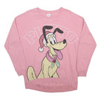 DISNEY Womens Pink Pluto Graphic Long Sleeve Crew Neck T-Shirt M Cotton Blend