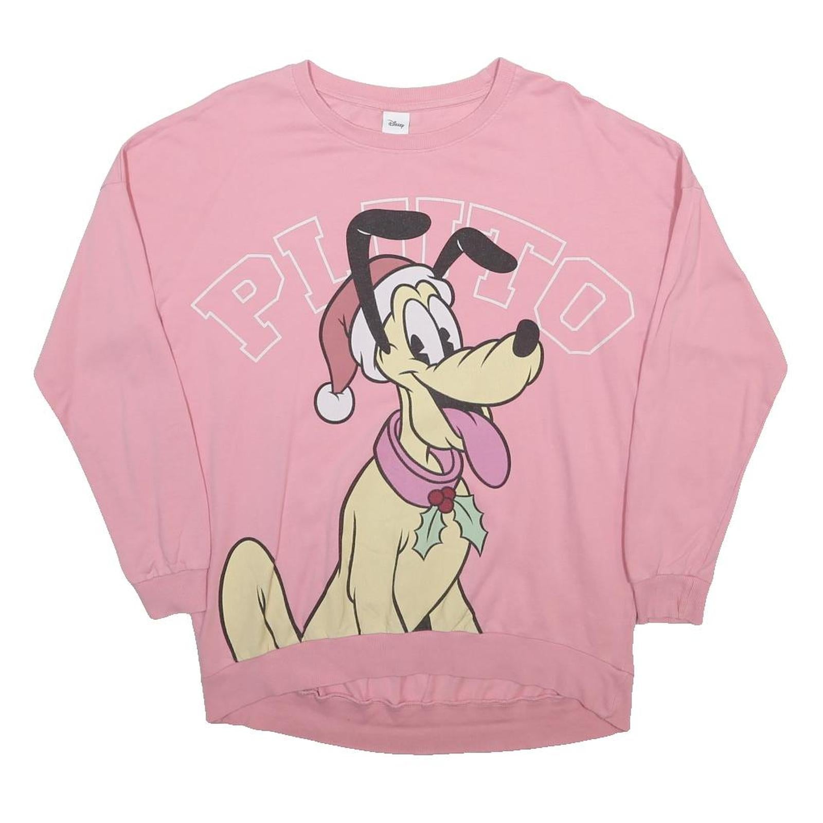 DISNEY Womens Pink Pluto Graphic Long Sleeve Crew Neck T-Shirt M Cotton Blend