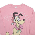DISNEY Womens Pink Pluto Graphic Long Sleeve Crew Neck T-Shirt M Cotton Blend