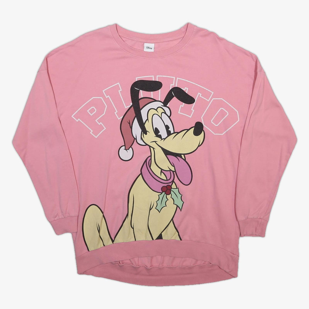 DISNEY Womens Pink Pluto Graphic Long Sleeve Crew Neck T-Shirt M Cotton Blend