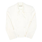 JULIAN KEEN Womens White Cream Button Jacket M Cotton Blend Tailored