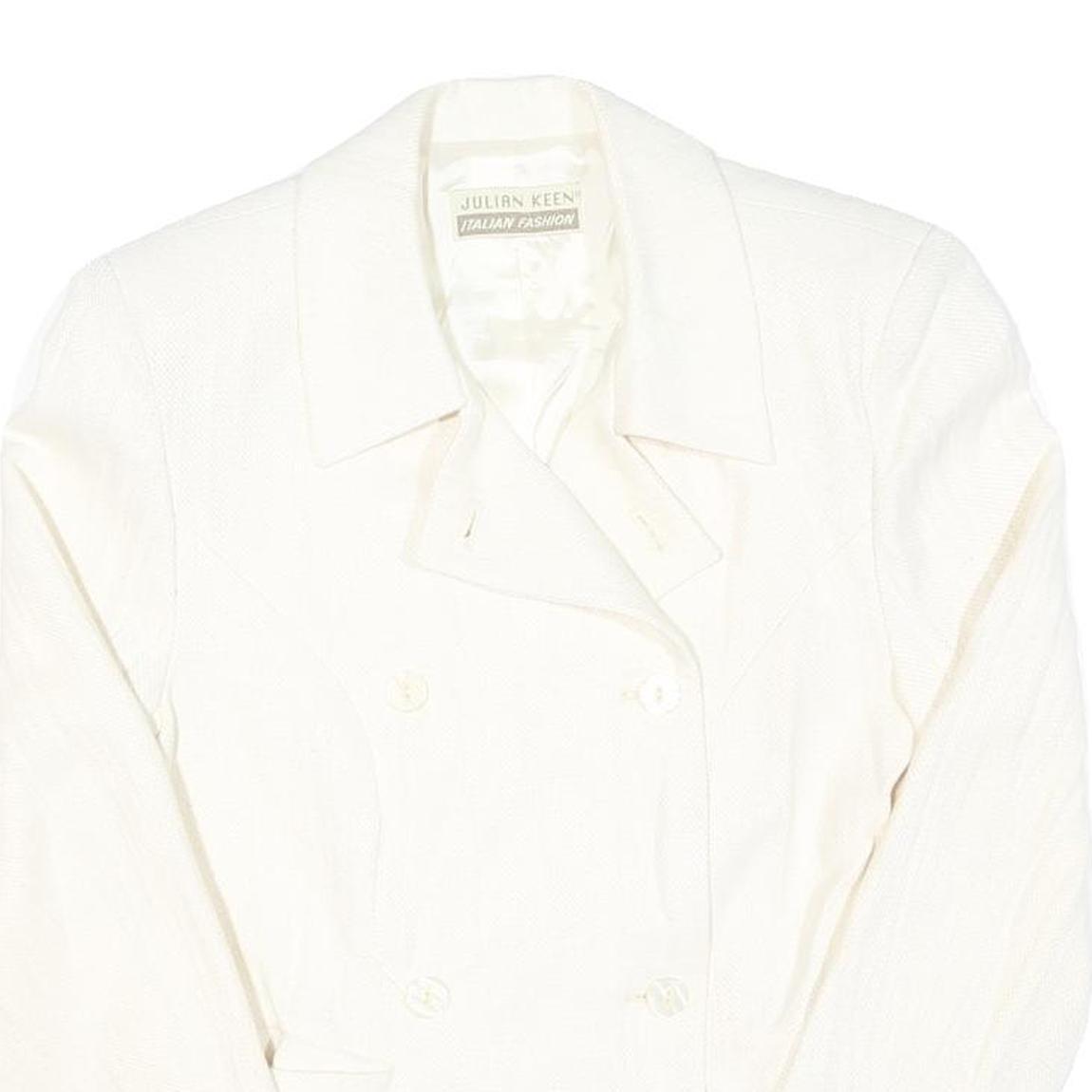 JULIAN KEEN Womens White Cream Button Jacket M Cotton Blend Tailored