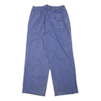 Mens Cotton Blend Relaxed Blue Casual Trousers W27 L26 Button Closure Wide Leg