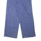 Mens Cotton Blend Relaxed Blue Casual Trousers W27 L26 Button Closure Wide Leg
