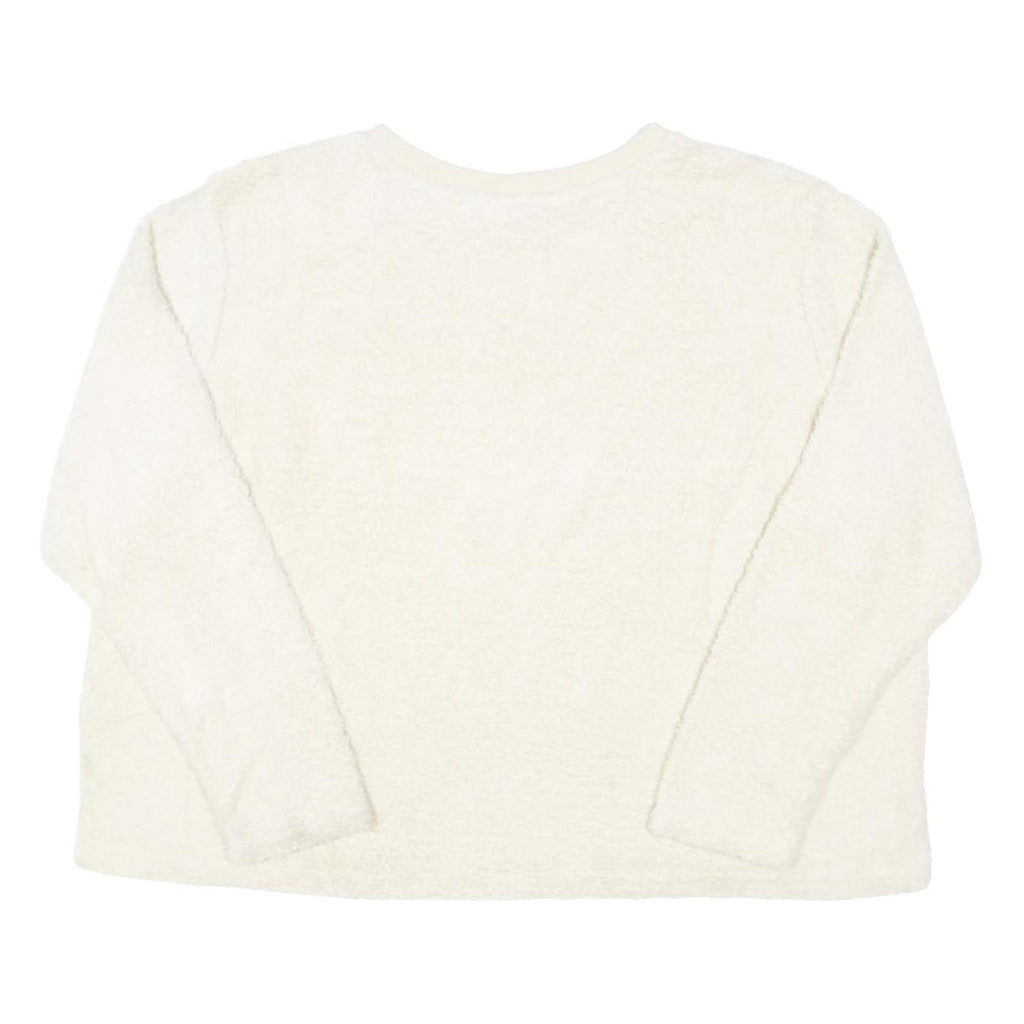 FILA Womens Cream Sweatshirt Crew Neck XL Fleece Logo Embossed Soft Comfortable