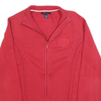 TOMMY HILFIGER Womens Red Pullover Patterned V-Neck Cable Knit Jumper L Zip
