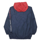 TOMMY HILFIGER Boys Blue & Red Hooded Zip Jacket L Polyester Blend Sporty Casual