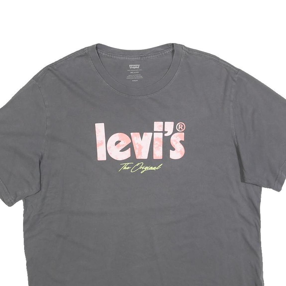 LEVI'S Womens Grey Cotton Blend T-Shirt M Short Sleeve Crew Neck Logo Print