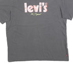LEVI'S Womens Grey Cotton Blend T-Shirt M Short Sleeve Crew Neck Logo Print