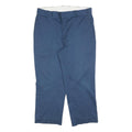 DICKIES Mens Navy Blue Regular Fit Straight Trousers W38 L29 Cotton Blend Zip