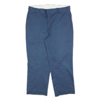 DICKIES Mens Navy Blue Regular Fit Straight Trousers W38 L29 Cotton Blend Zip