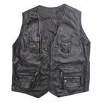 Mens Gilet Black Faux Leather XL