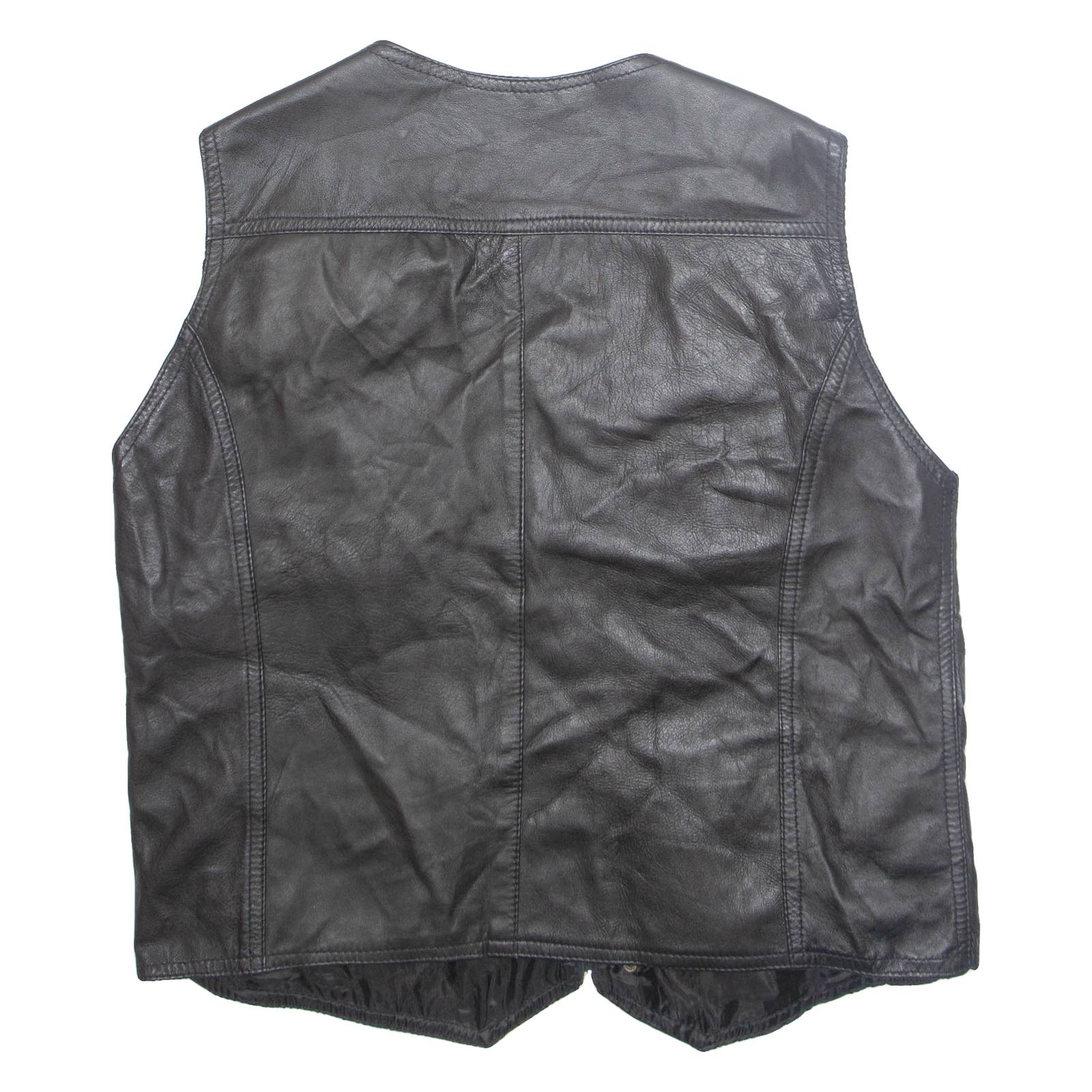 Mens Gilet Black Faux Leather XL