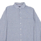 TOMMY HILFIGER Mens Blue & White Check Shirt L Classic Cotton Blend Button Down