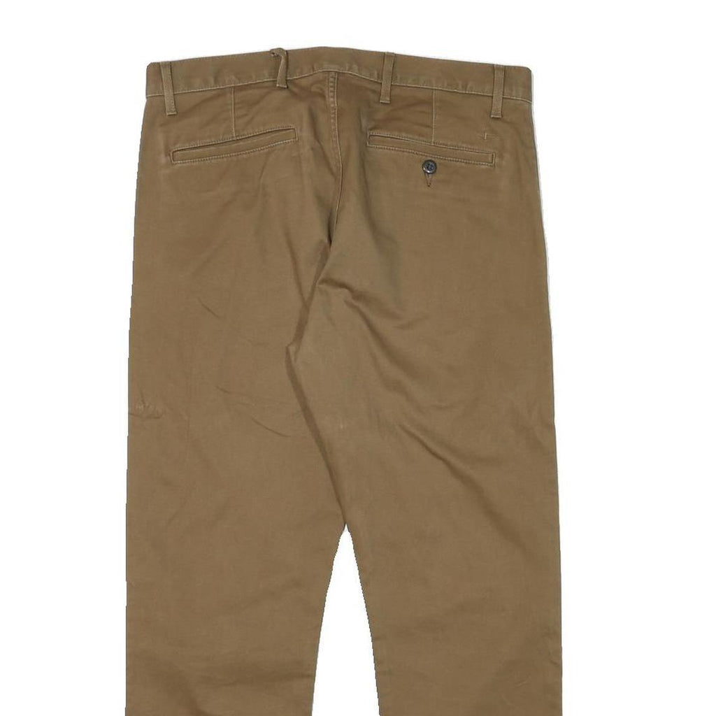 DOCKERS Mens Cotton Blend Slim Straight Beige Trousers W30 L26 Casual Smart