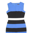 TOMMY HILFIGER Womens Blue & Black & White Striped Bodycon Polyester Dress S