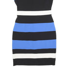 TOMMY HILFIGER Womens Blue & Black & White Striped Bodycon Polyester Dress S